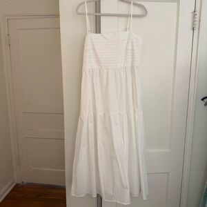 NWT Evereve White Smocked Bodice Spaghetti Strap Dress